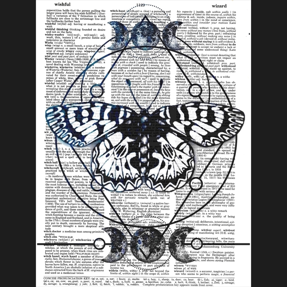 Butterfly Moon Geometry Dictionary Art Print